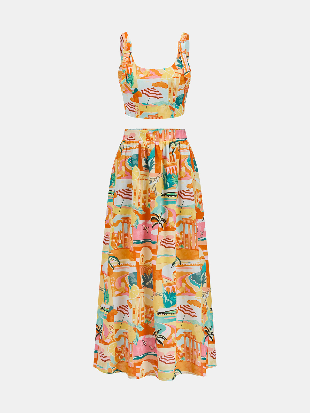 Printed Vacation Two Piece Skirt Set