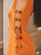 Amber Bead Side Cutout Mini Dress