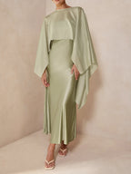 Sheer Capelet & Cami Dress Two-Piece Set