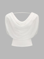 Draped Cowl Neck Sleeveless Fitted Top