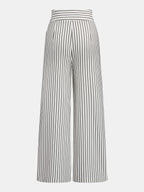 Lace Trim Striped Peplum Top & Pants Set