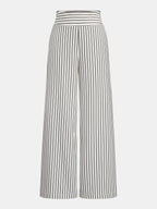 Lace Trim Striped Peplum Top & Pants Set