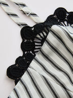 Lace Trim Striped Peplum Top & Pants Set