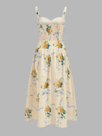 Rose Print Bustier Midi Slip Dress