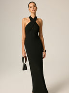 Cross Halter Bodycon Maxi Dress