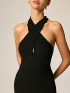 Cross Halter Bodycon Maxi Dress