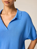 Loose Short Sleeve Knit Polo Top