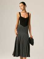Slim Fit Striped Knit Maxi Dress