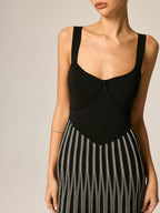 Slim Fit Striped Knit Maxi Dress