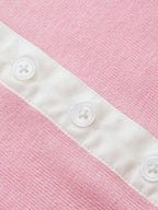 Color Block Collar Wool Blend Knit Polo Top