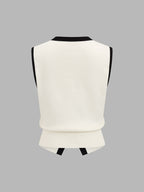 Rose Button Color Block Knit Vest