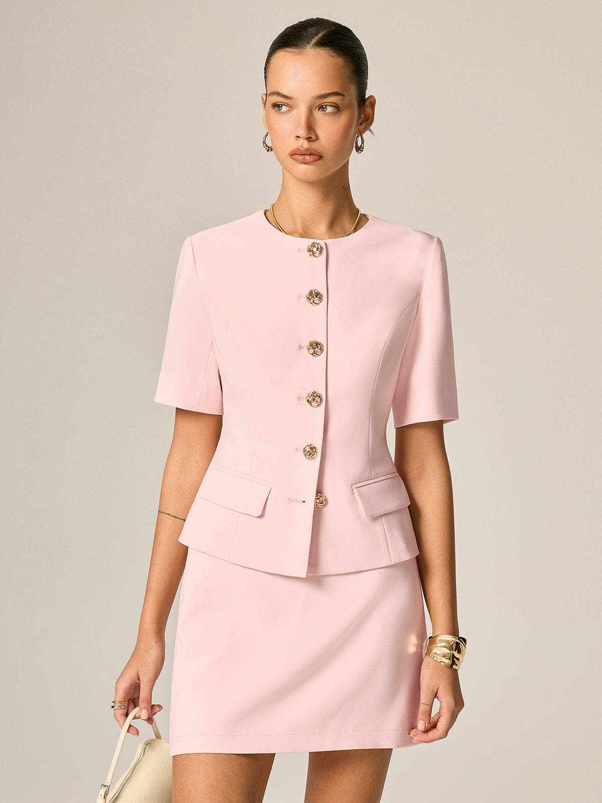 Short Sleeve Fitted Blazer & Mini Skirt Set