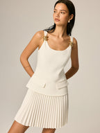 Metal Detail Pleated Mini Dress