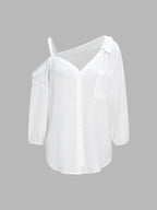 Textured Cold Shoulder Blouse