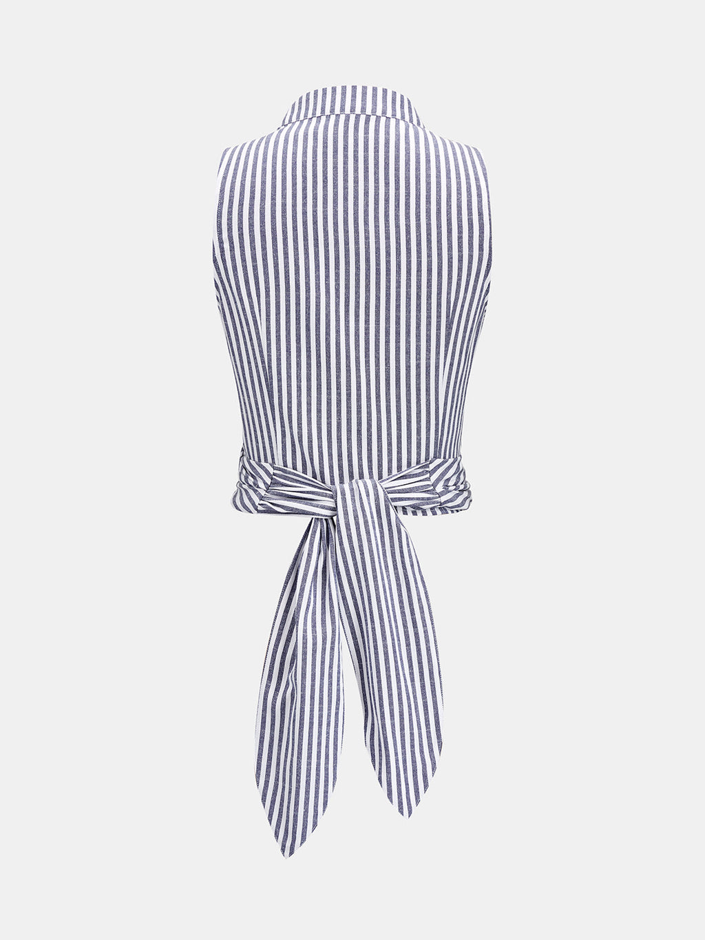 Wrap Tie Back Striped Sleeveless Shirt