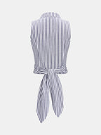 Wrap Tie Back Striped Sleeveless Shirt