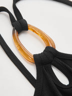 Ring Detail One Shoulder Ribbed Top