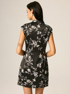 Satin Floral Split Mini Cheongsam Dress