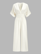 Tencel Blend Ruched Waist Wide Leg Jumpsuit