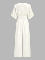 Tencel Blend Ruched Waist Wide Leg Jumpsuit