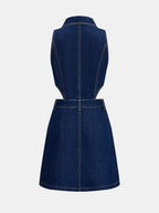 Cutout Waist Sleeveless Denim Mini Dress