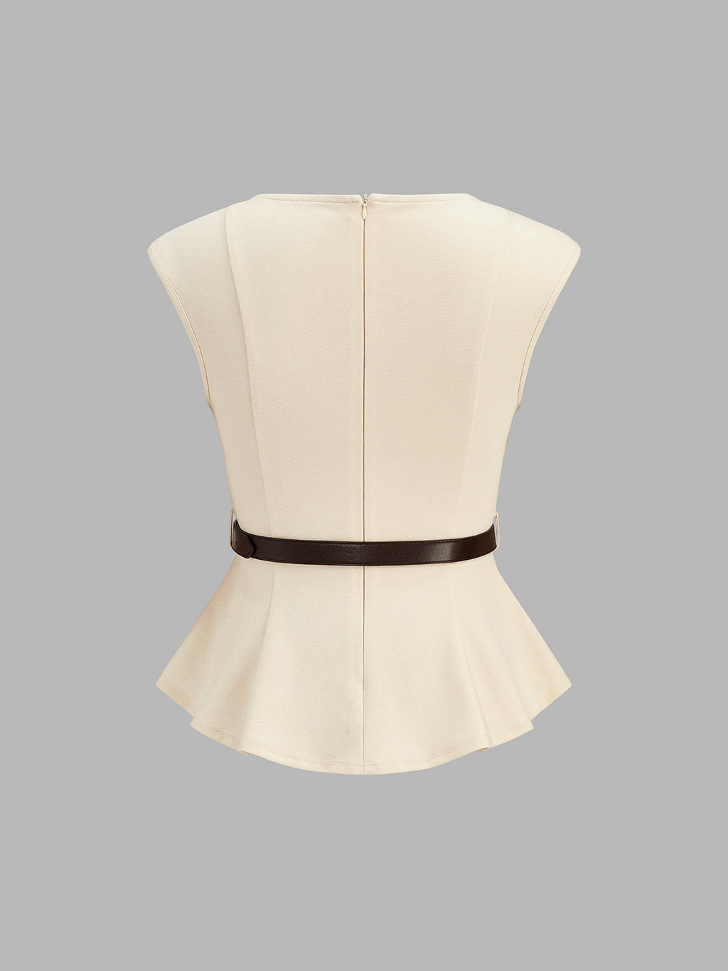 Belted Peplum Top & Satin Midi Skirt Set