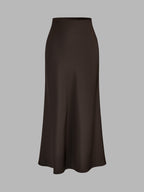 Belted Peplum Top & Satin Midi Skirt Set