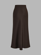 Belted Peplum Top & Satin Midi Skirt Set