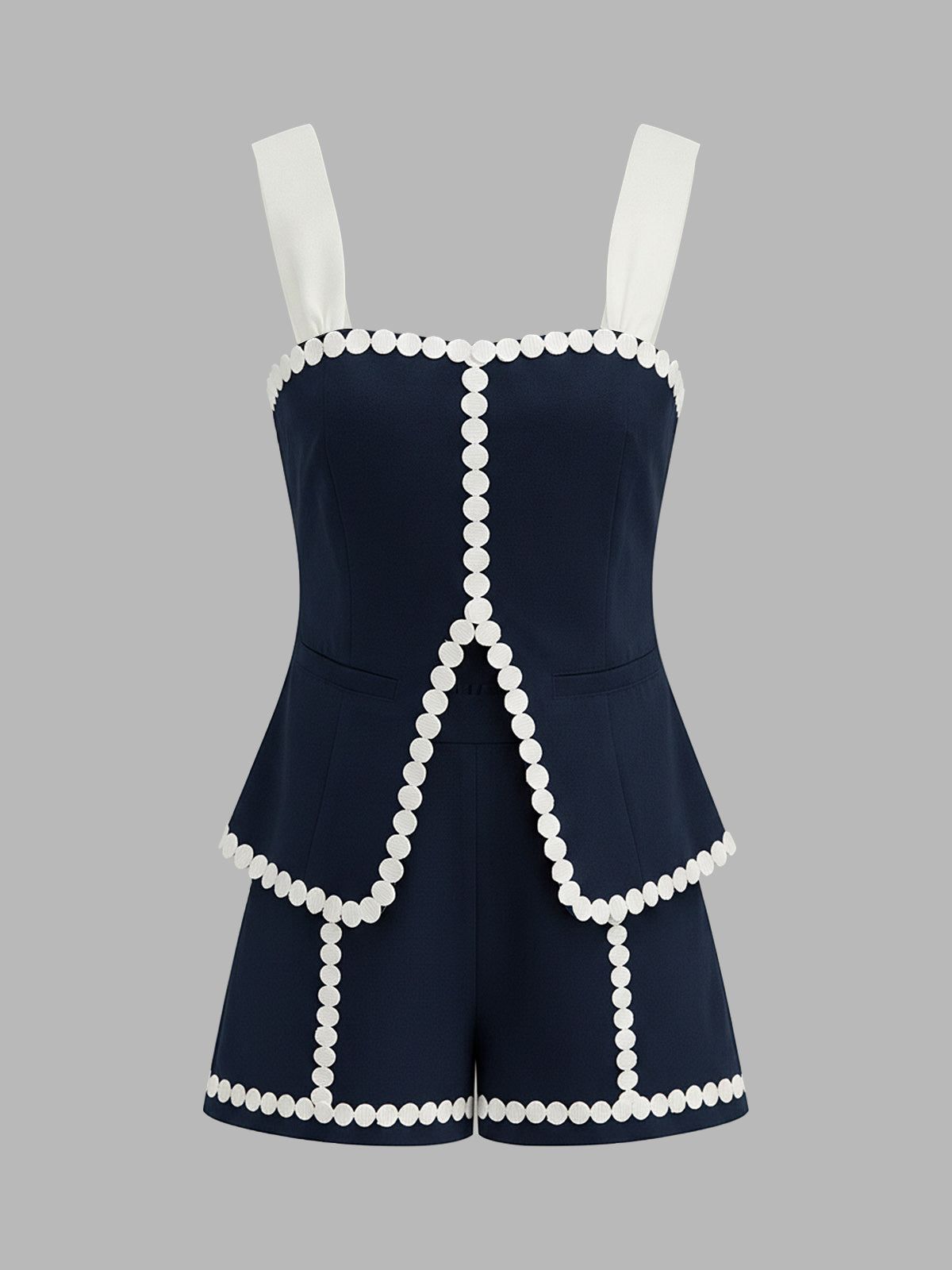 Contrast Trim Corset Shorts Set
