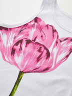 Tulip Print Slim Sleeveless Tank Top