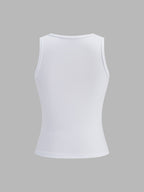 Tulip Print Slim Sleeveless Tank Top