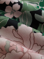Floral Print Mandarin Collar Keyhole Dress