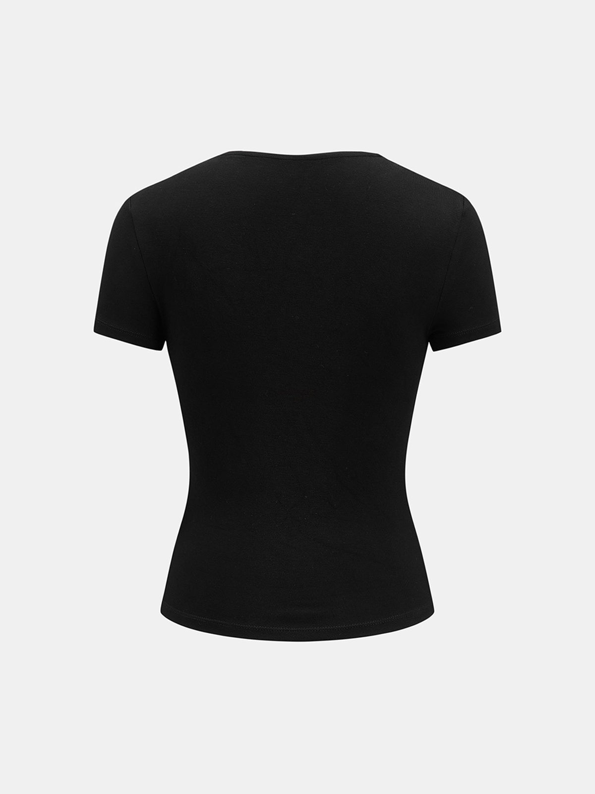 Embroidery Fitted Short Sleeve Top