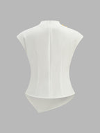 Draped Metal Detail Asymmetric Blouse