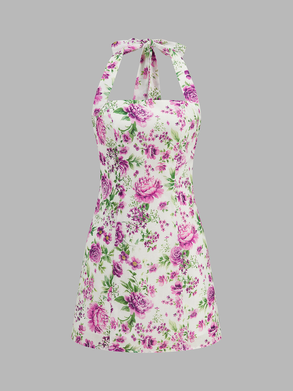 Floral Halter Tie Mini Dress