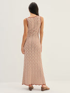 Wavy Stripe Knit Sleeveless Mermaid Maxi Dress