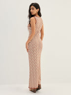 Wavy Stripe Knit Sleeveless Mermaid Maxi Dress