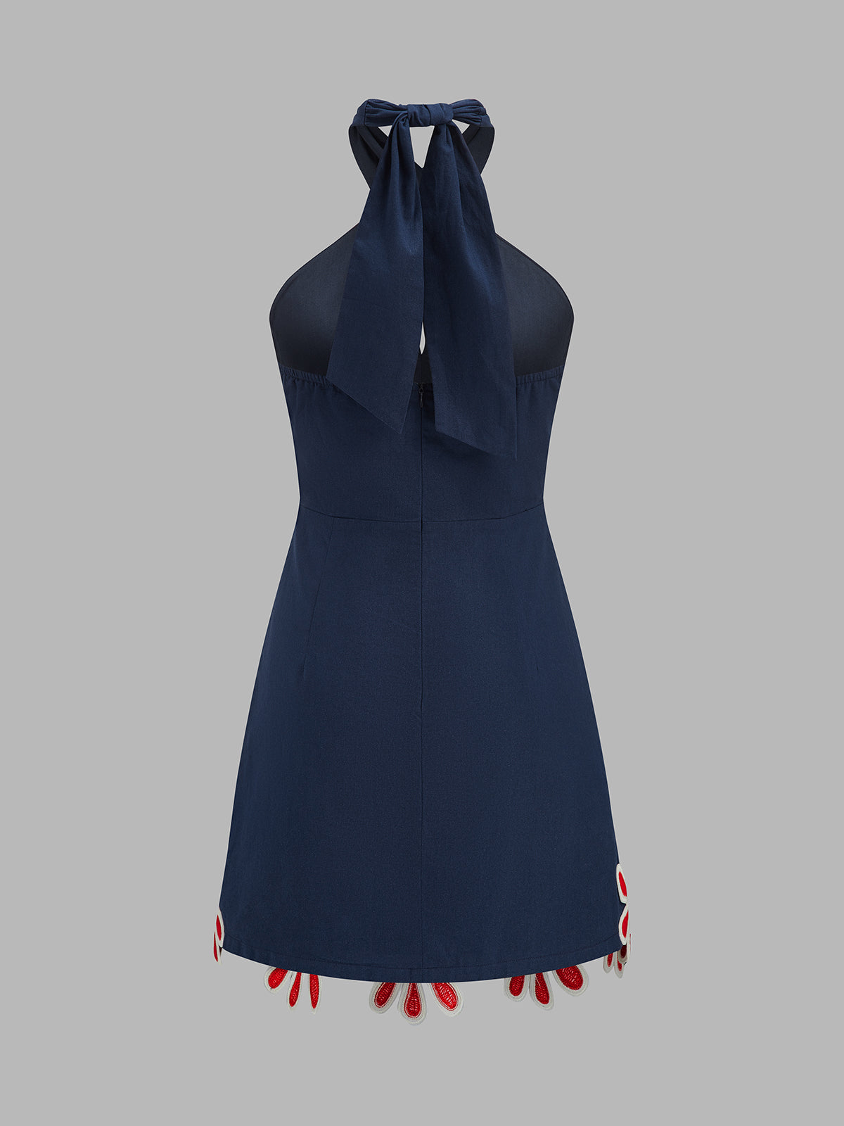 Crisscross Halter Floral Embroidered Mini Dress