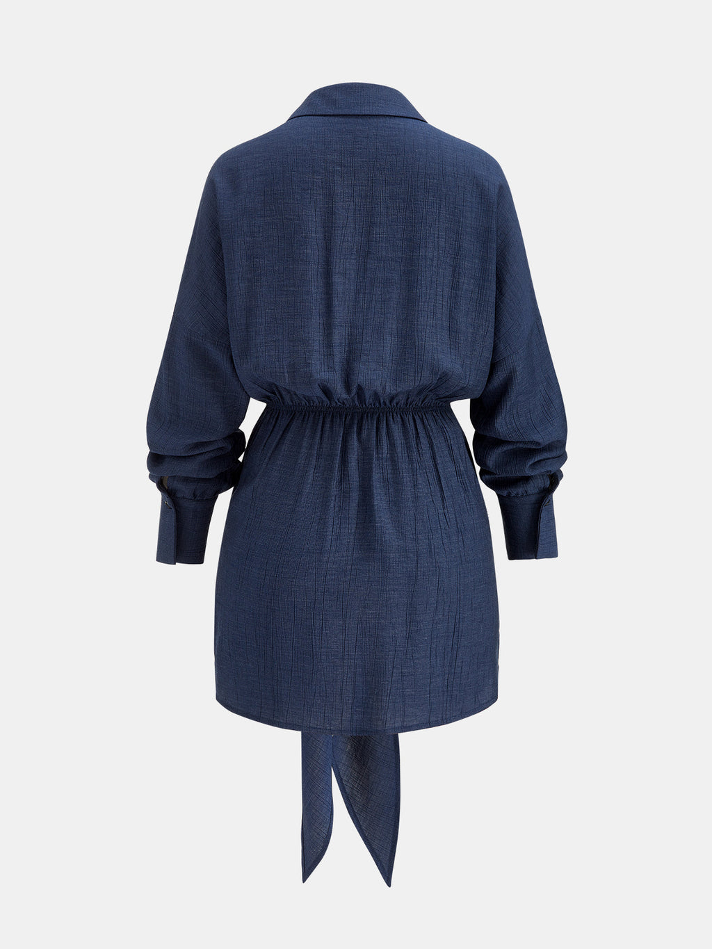 Tie Waist Textured Shirt Mini Dress