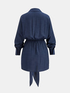 Tie Waist Textured Shirt Mini Dress