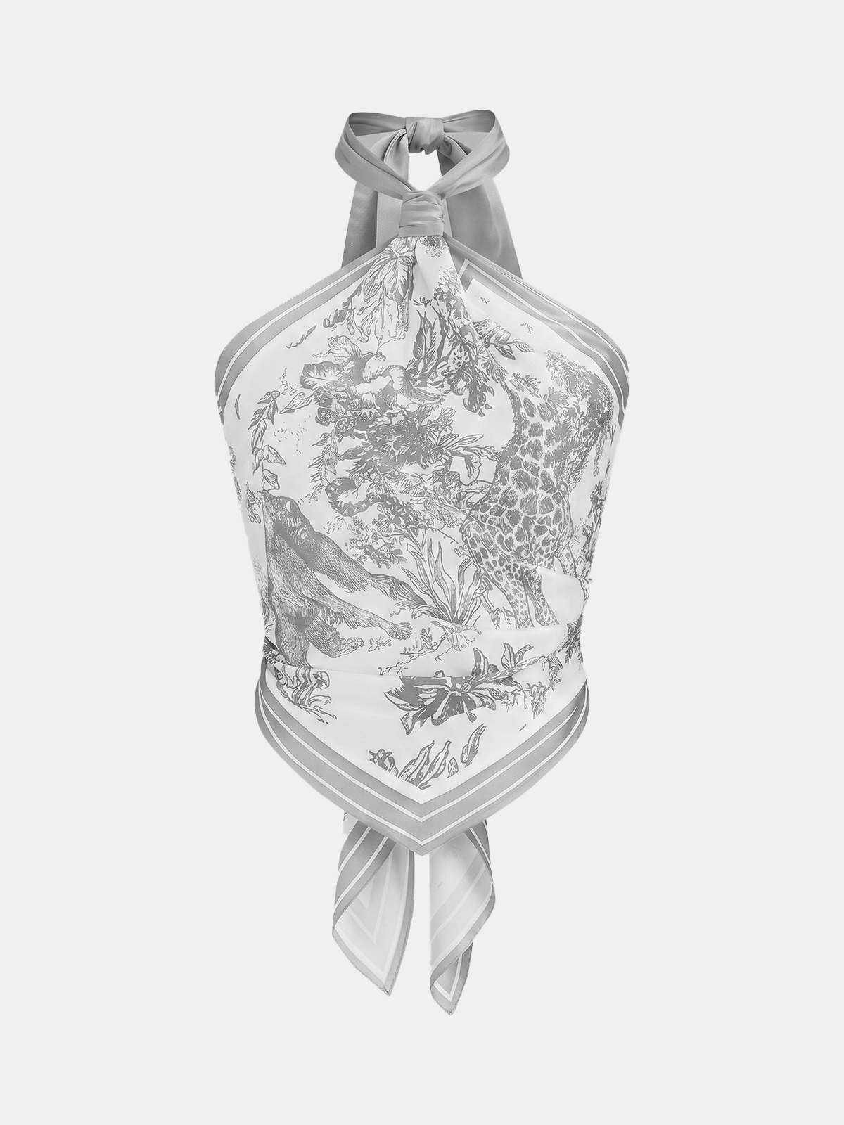 Porcelain Print Scarf Style Halter Blouse