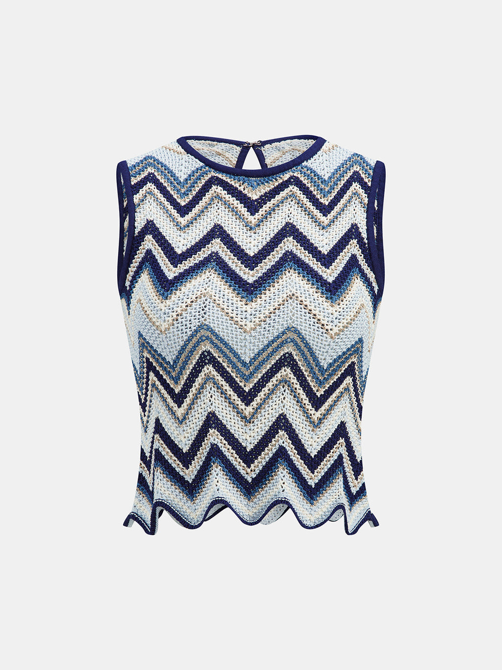 Zigzag Wave Crochet Sleeveless Knit Tank Top