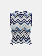 Zigzag Wave Crochet Sleeveless Knit Tank Top
