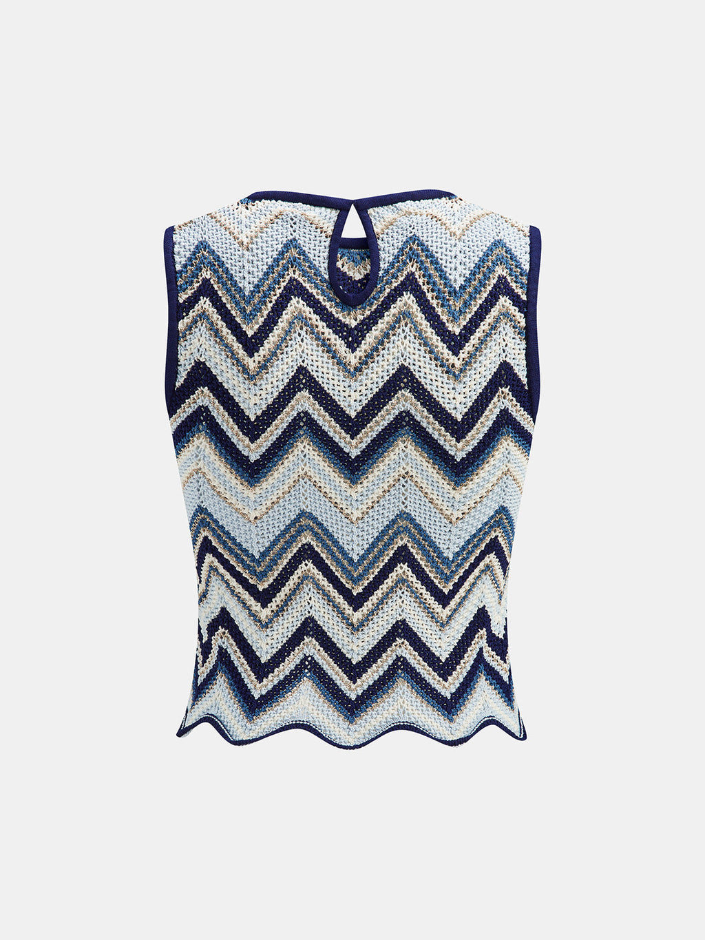 Zigzag Wave Crochet Sleeveless Knit Tank Top