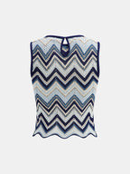 Zigzag Wave Crochet Sleeveless Knit Tank Top