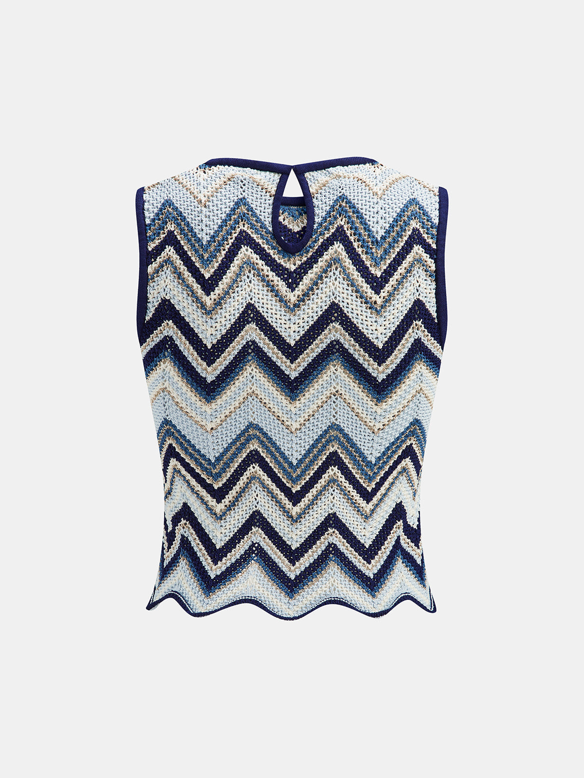 Zigzag Wave Crochet Sleeveless Knit Tank Top