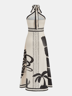 Tropical Print Halter Neck Maxi Dress