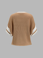 Color Block Rib Knit Two Piece Pants Set