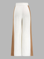 Color Block Rib Knit Two Piece Pants Set