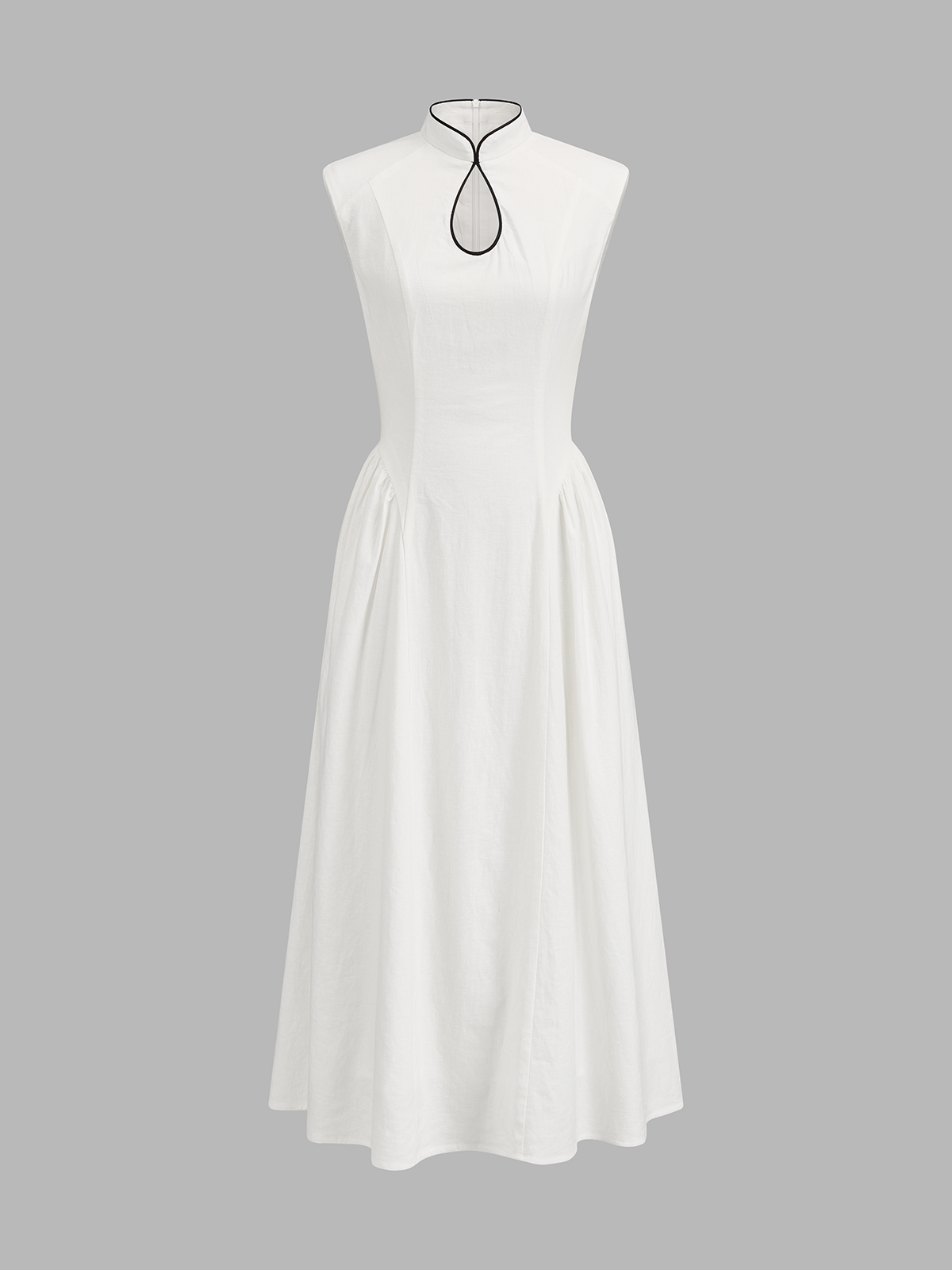 Linen Blend Sleeveless Keyhole Maxi Dress
